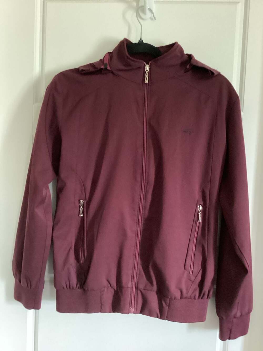 Tommy Hilfiger Burgundy Full Zip Hooded Jacket with Pockets